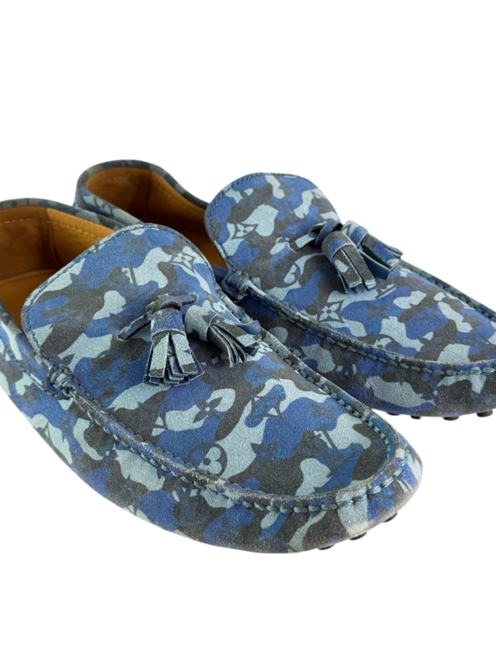 LOUIS VUITTON Palm Spring Blue Camo Suede Men's Mocassin 7UK - 8US - Picture 8 of 14